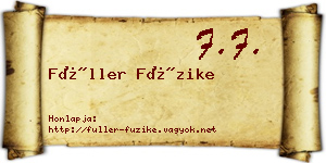 Füller Füzike névjegykártya